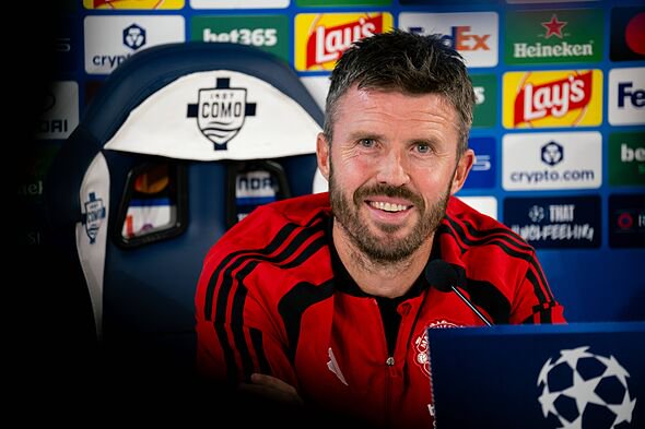 Michael Carrick of Manchester United speaks during a press conference.
