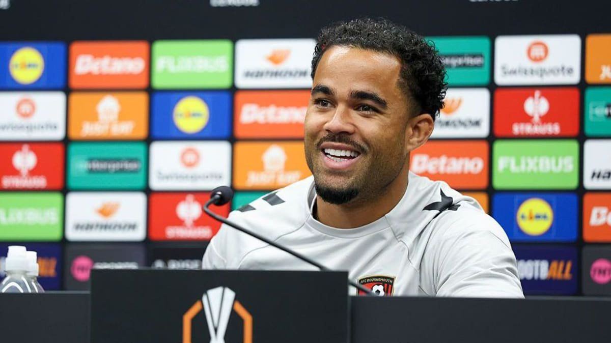 Justin Kluivert of Bournemouth speaks during his Europa League news conference