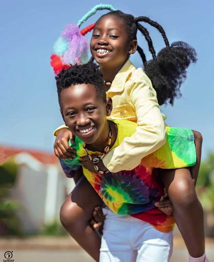 Beautiful photos of Okyeame Kwame's kids shows they have the best brother-sister goals