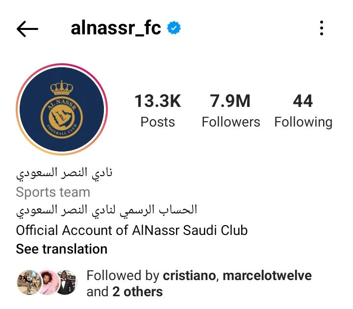 Al Nassr hit over 7M followers Following Unveiling of Cristiano Ronaldo