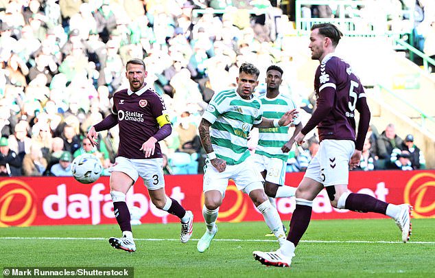Celtic's Camilo Duran gets his second goal in the thumping of Hearts