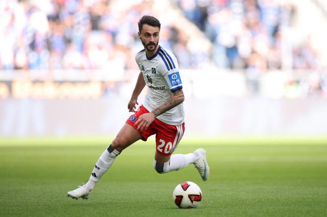 Hamburger SV midfielder Fabio Viera looks to create vs TSG Hoffenheim.