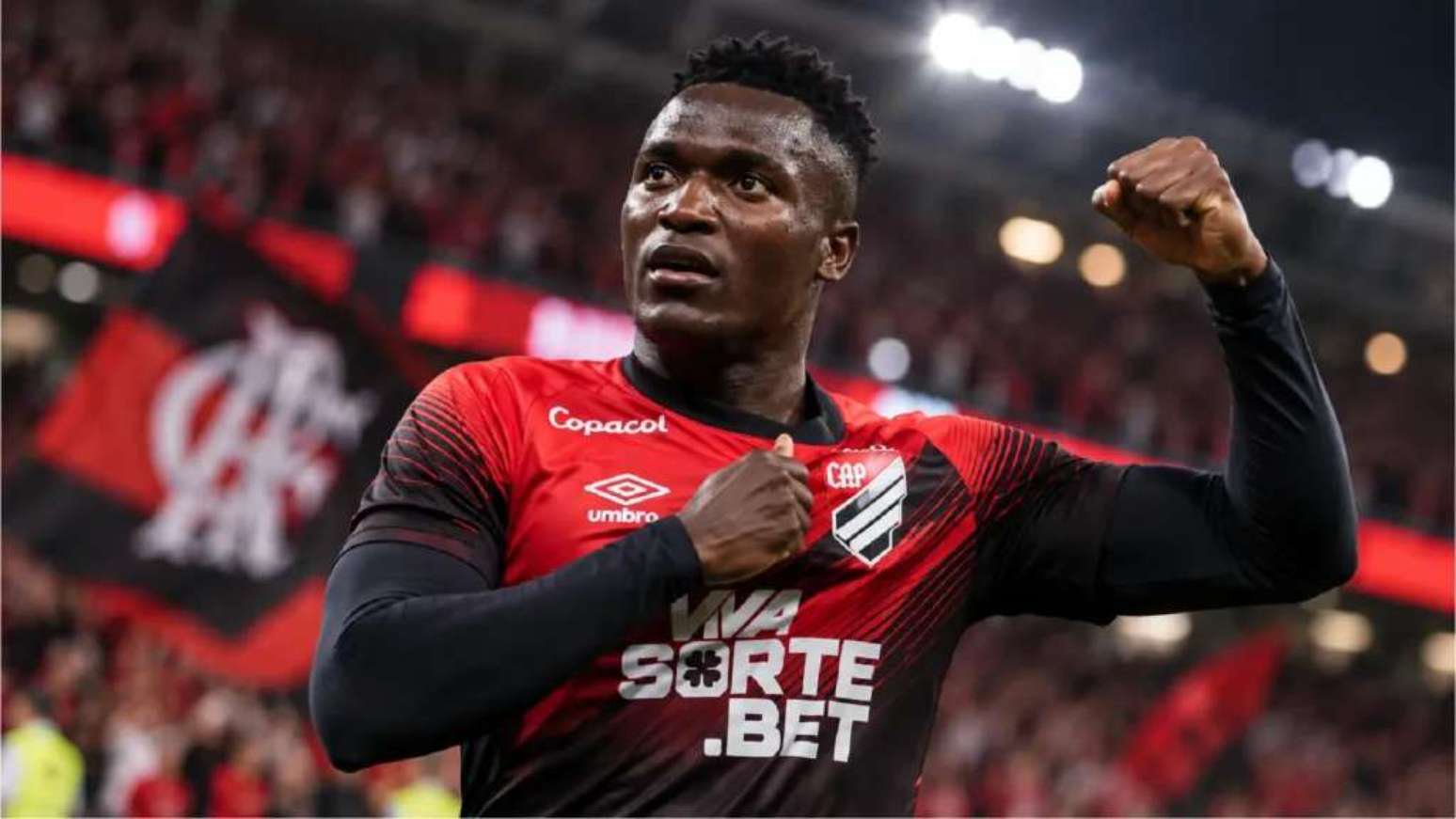 Imagem: Divulgação/Gerada porKevin Viveiros Athletico-PR comemorando gol Inteligência Artificial