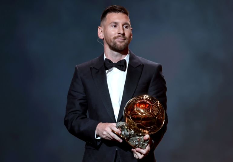 Argentinian international Lionel Messi wins the Ballon d’Or 2023 during the ceremony at the Theatre du Chatelet in Paris, France, October 30, 2023
