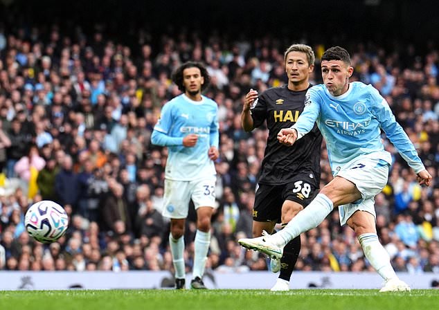 Phil Foden was also on the scoresheet (Martin Rickett/PA)