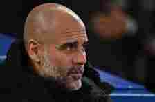 Pep Guardiola of Manchester City looks on during the Premier League match between Brighton & Hove Albion and Manchester City at American Express Community Stadium on April 25, 2024 in Brighton, England.