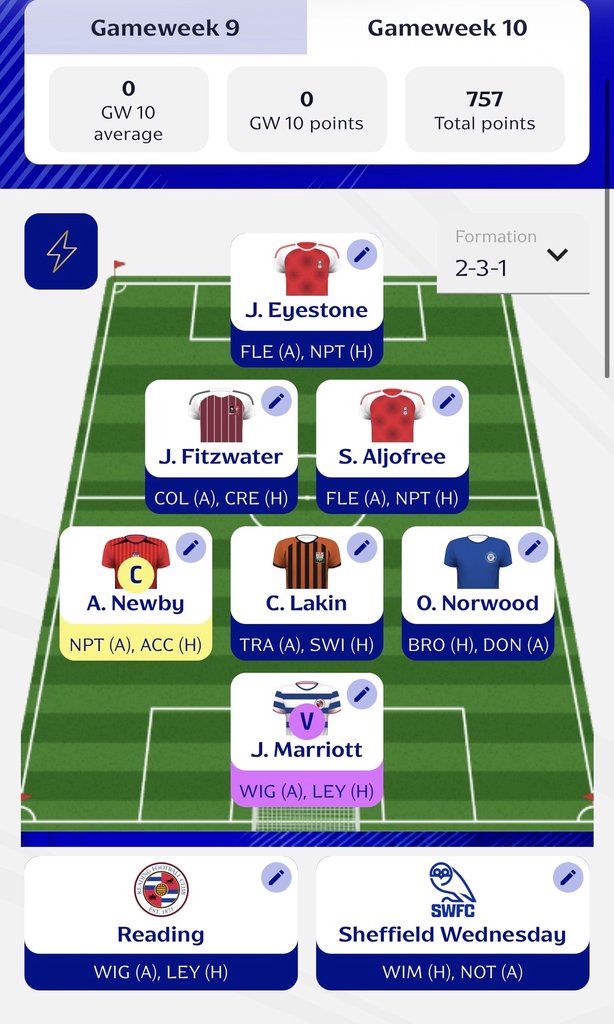 Fantasy EFL 10 Gameweek