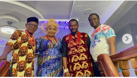 Actor Zubby Michael shares new pictures with top Nollywood stars, Osuofia and others.