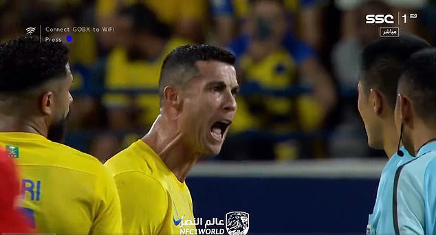 Cristiano Ronaldo is fuming! Al-Nassr star denied three penalties in first  half of Champions League clash against Shabab Al-Ahli as he tells officials  to 'wake up!