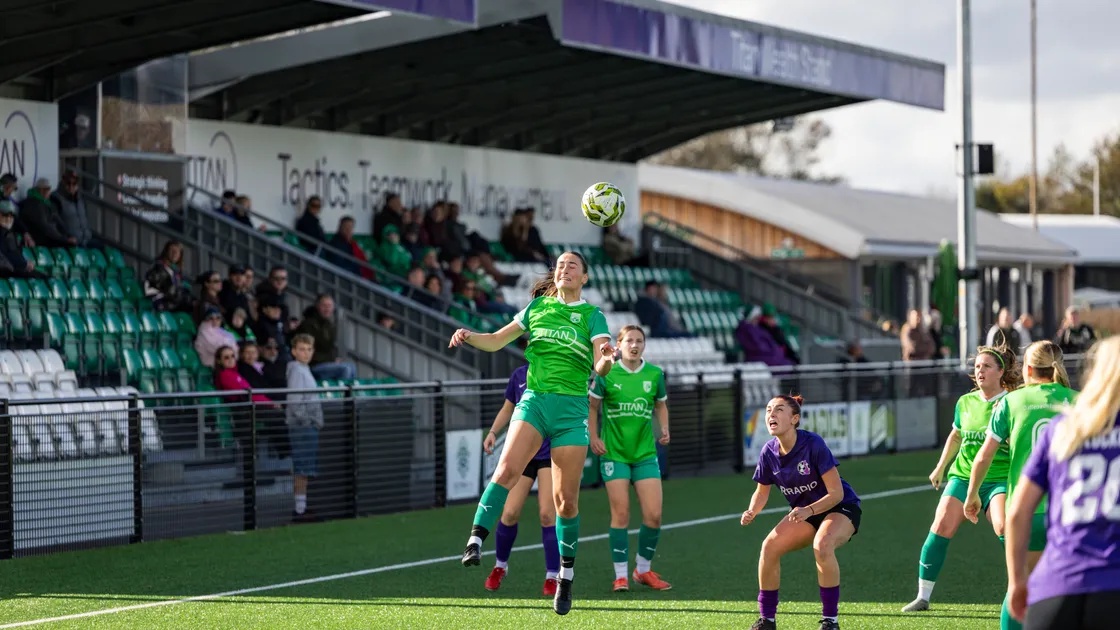 GFC Women’s Adrienne Leech goes up for header.
