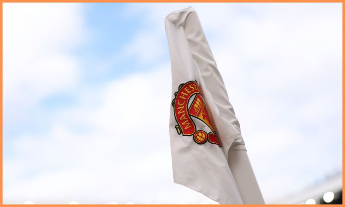 Manchester United-branded corner flag close-up