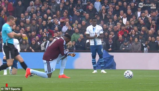 Man City defender Marc Guehi refused to kneel for the second week running on Saturday
