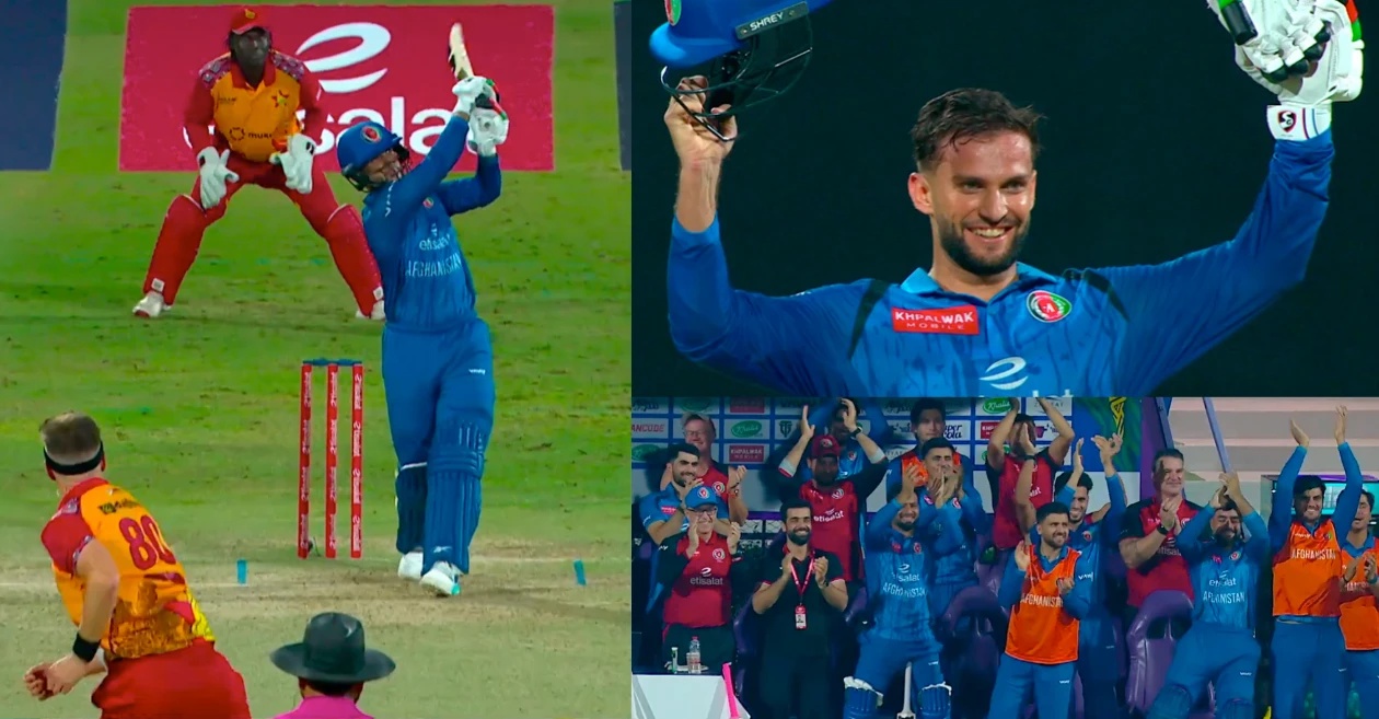 WATCH: 6,6,4,6,4 – Azmatullah Omarzai races to his maiden T20I century during Afghanistan’s thrilling win against Zimbabwe
