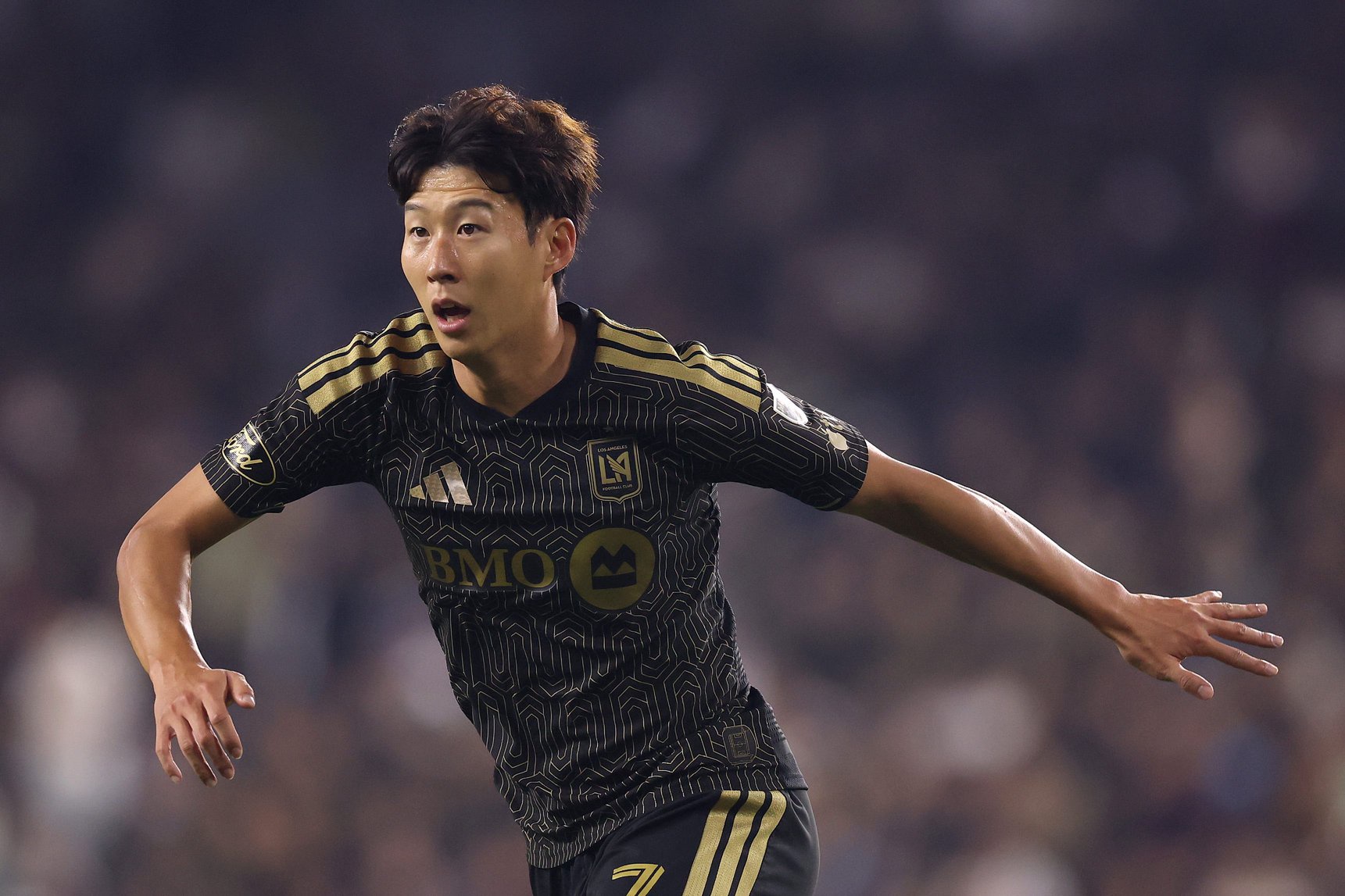 Son Heung-Min of the Los Angeles Football Club in action against the LA Galaxy at BMO Stadium on October 25, 2026, in Los Angeles, California.