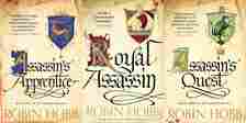 The covers of Assassin's Apprentice, Royal Assassin, and Assassin's Quest by Robin Hobb