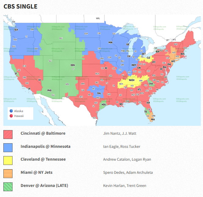 Week 7 NFL TV map, 2026.