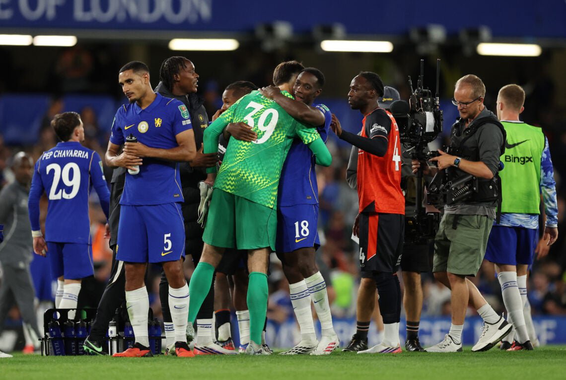 Danny Welbeck and Mike Penders of Chelsea