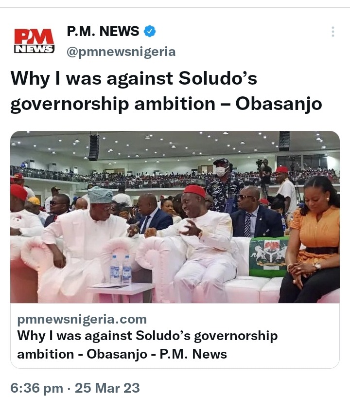 Today's Headlines: Why I Was Against Soludo’s Gov Ambition-OBJ, Our Silence Not Cowardice-Tinubu
