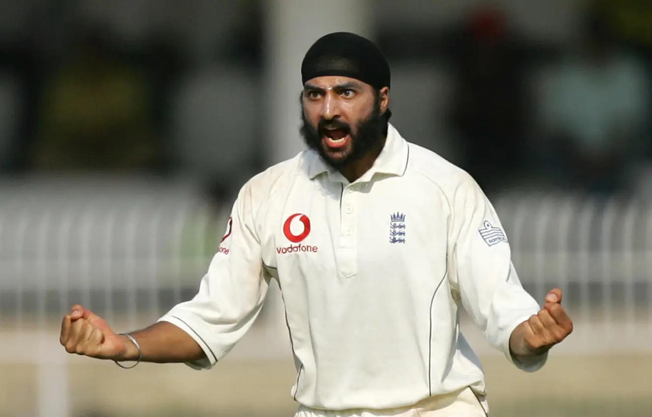 England cricketer Monty Panesar celebrat