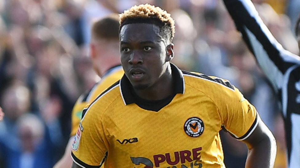 Shaquille Gwengwe pictured during Newport County's home game against Grimsby Town