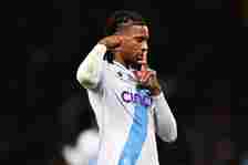 Michael Olise of Crystal Palace celebrates after scoring a goal during the Premier League match between Chelsea FC and Crystal Palace at Stamford B...