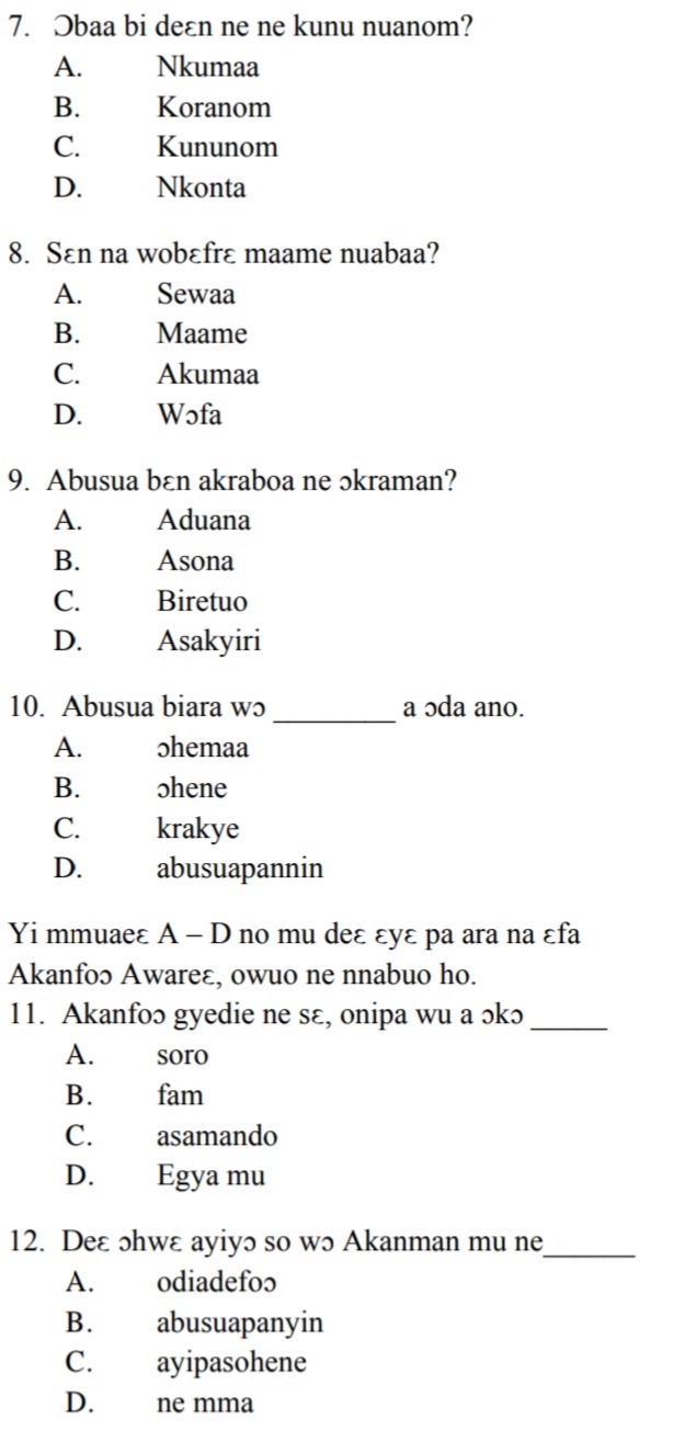 asante-twi-bece-2020-ghanaian-language-paper-1-objectives-with