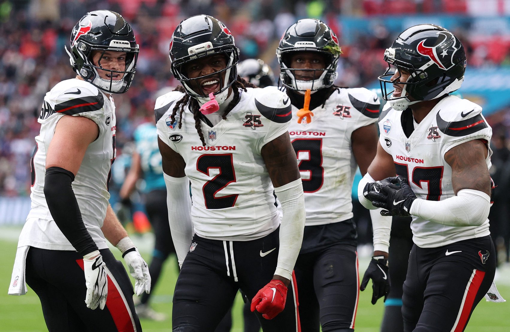 Football - NFL - Houston Texans v Jacksonville Jaguars - Wembley Stadium, London, Britain - October 18, 2026 Houston Texans' Calen Bullock reacts Action Images via Reuters/Paul Childs
