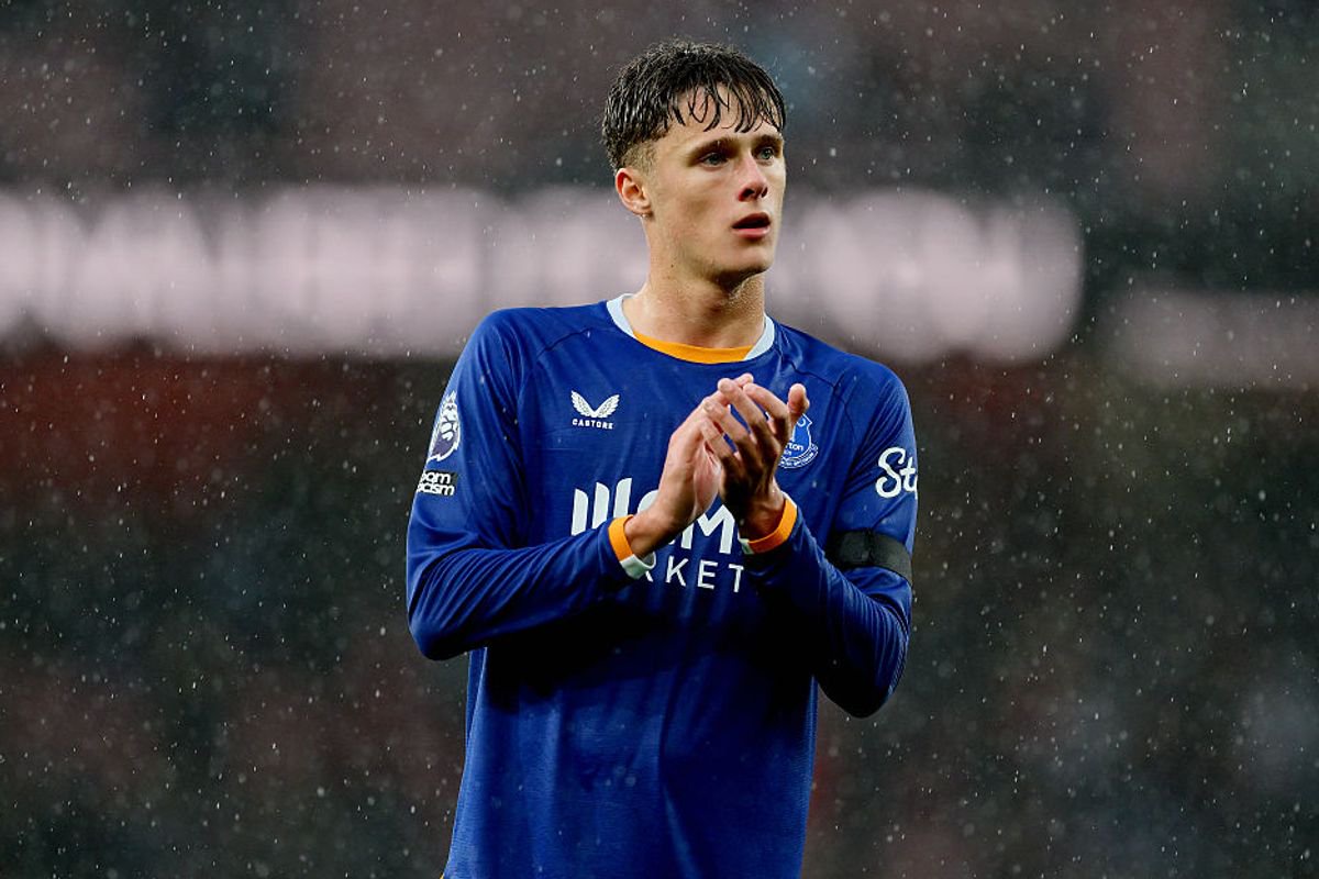 LONDON, ENGLAND - OCTOBER 24: Harrison Armstrong  of Everton after the Premier League 2026/27 match between Arsenal FC and Everton at Emirates Stadium on October 24, 2026 in London, United Kingdom. (Photo by Tony McArdle/Eveton FC via Getty Images)