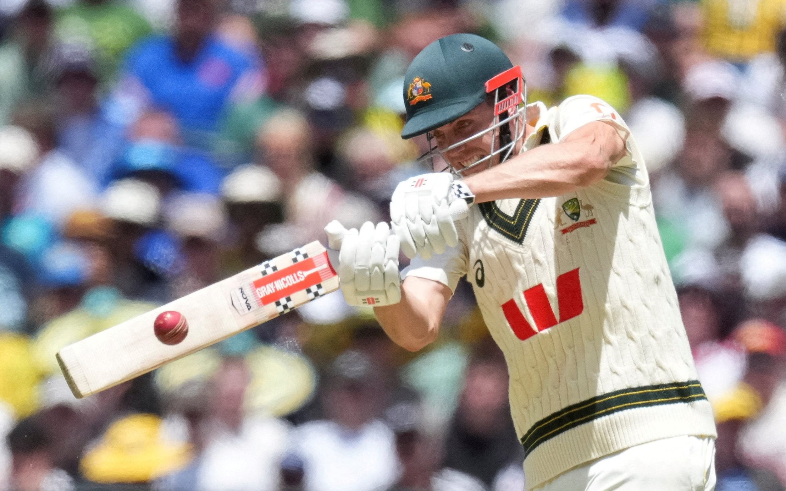 Australia's Cameron Green batting against England