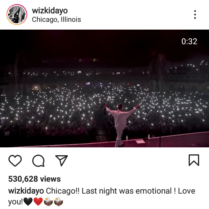 "Last night was emotional" - Wizkid reveals following his successful concert in Chicago