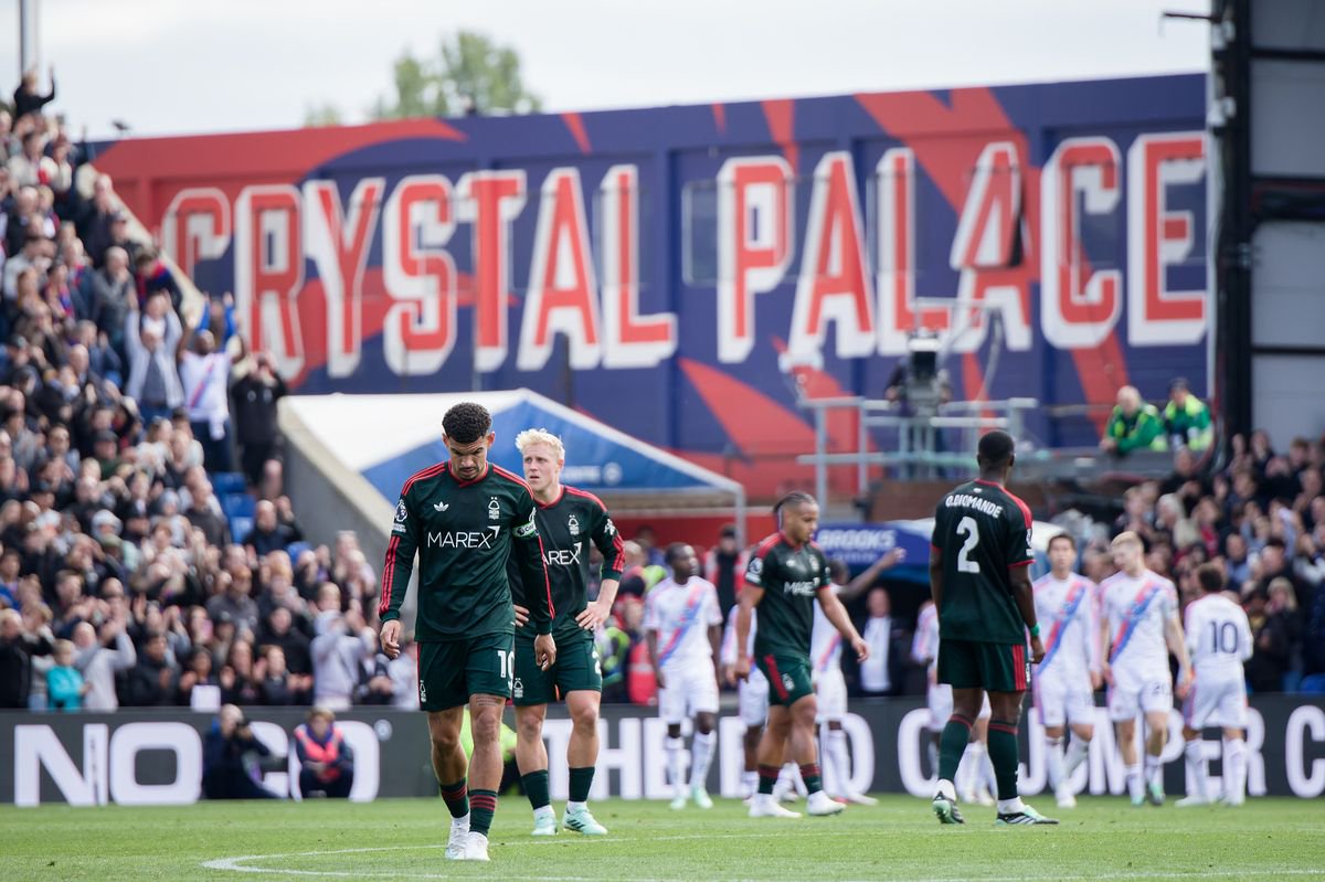 Morgan Gibbs-White of Nottingham Forest reaction to Jefferson Lerma of Crystal Palace goal 