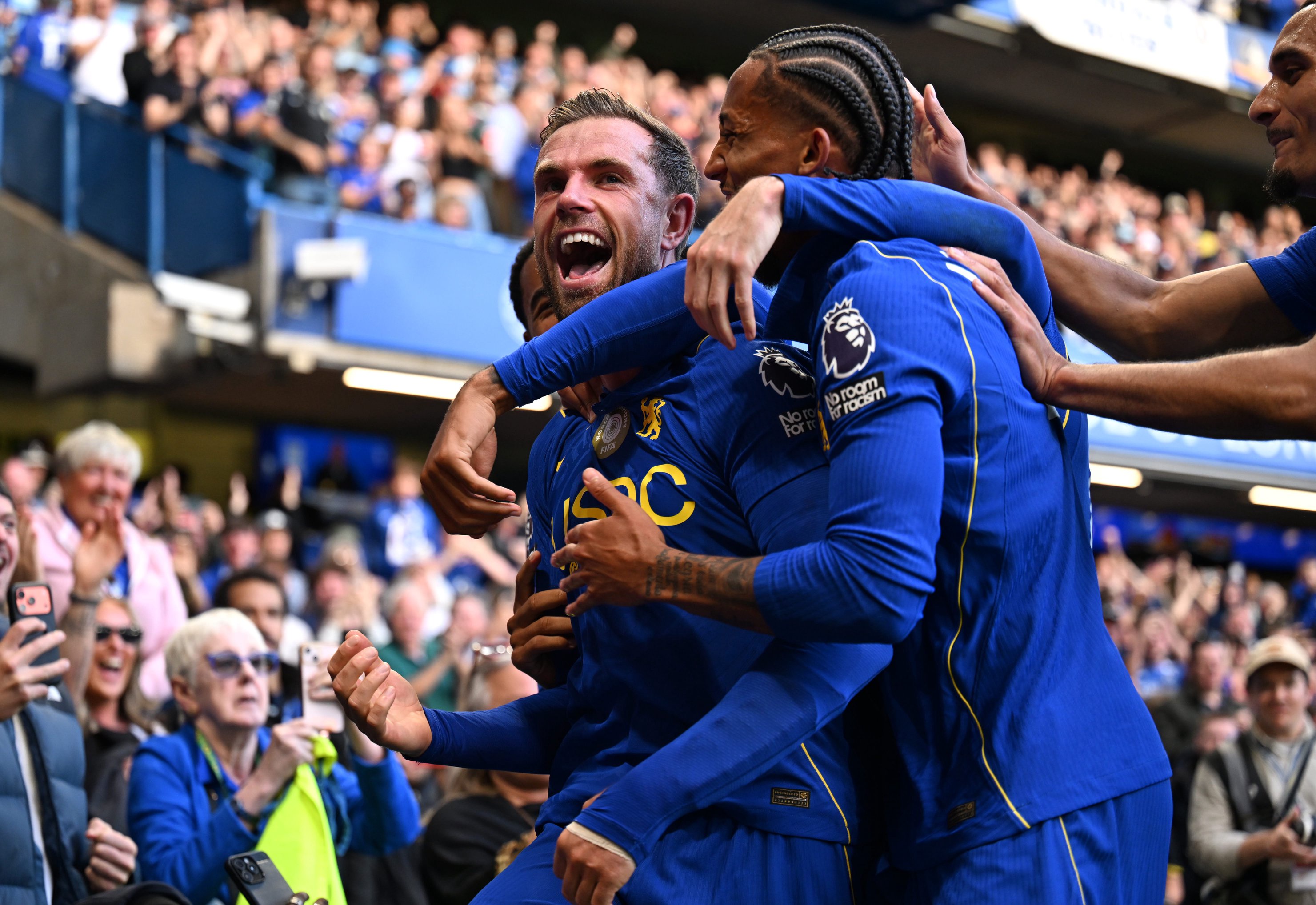 Jordan Henderson celebrates his second goal against Bournemouth