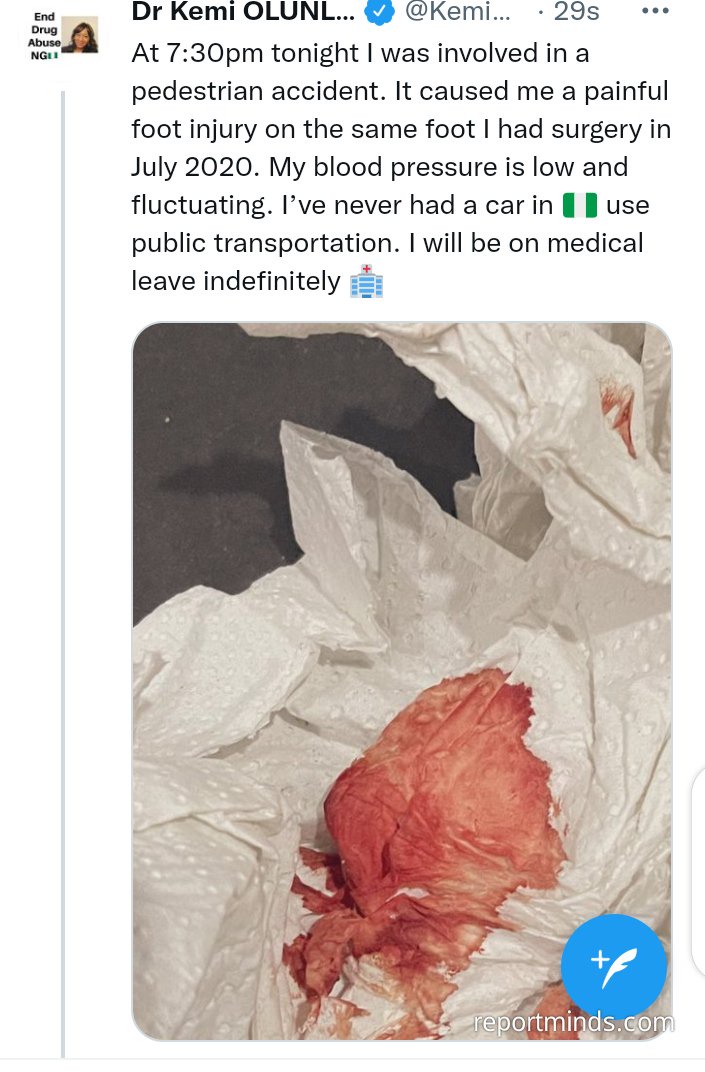 Famous Journalist Kemi Olunloyo involved in an accident in Lekki 