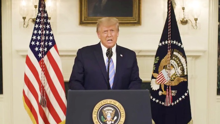 U.S President Donald Trump gives an address, a day after his supporters stormed the U.S. Capitol in Washington, U.S., in this still image taken from video provided on social media on January 8, 2021. Donald J. Trump via Twitter/via REUTERS