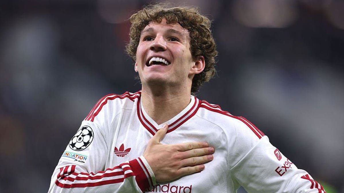 Lewis Koumas celebrates scoring for Liverpool against LASK