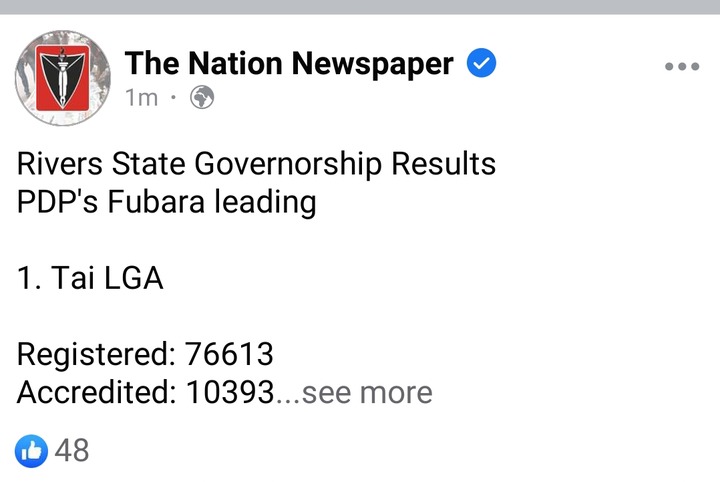 Results Of 5 LG In Rivers State Governorship Election Emerged Online As PDP Leads In Landslide.