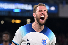 England's Harry Kane celebrates after scoring against Italy during a Uefa Euro 2024 Group 'C' qualifier in Naples, Italy on March 23
