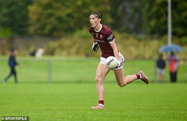 Mayo star Kobe McDonald prepares to handpass for Crossmolina Deel Rovers in September