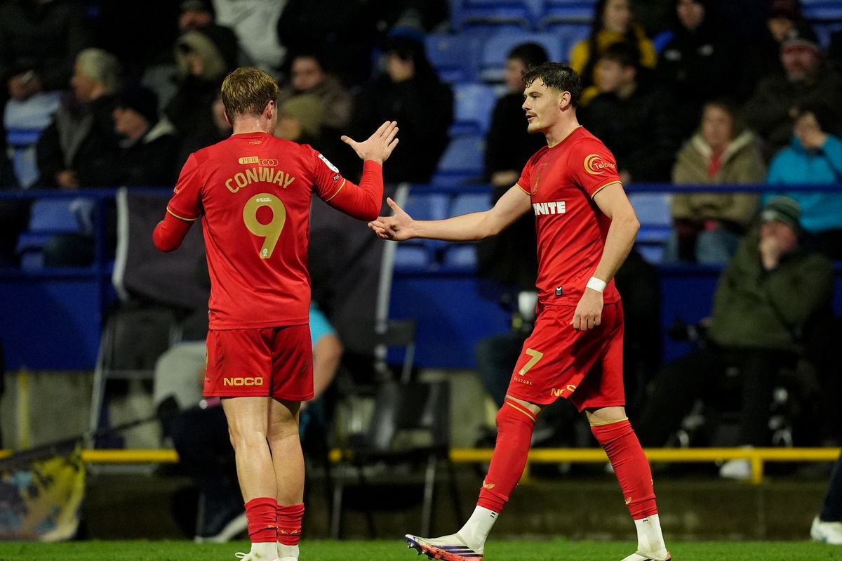 Middlesbrough's Will Lankshear (right) celebrates with Tommy Conway (left) after scoring his sides second goal