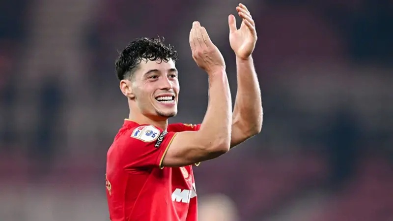 Will Lankshear celebrates Middlesbrough's win