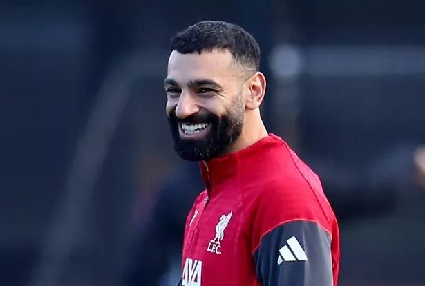 Mohamed Salah in training for Liverpool on Monday