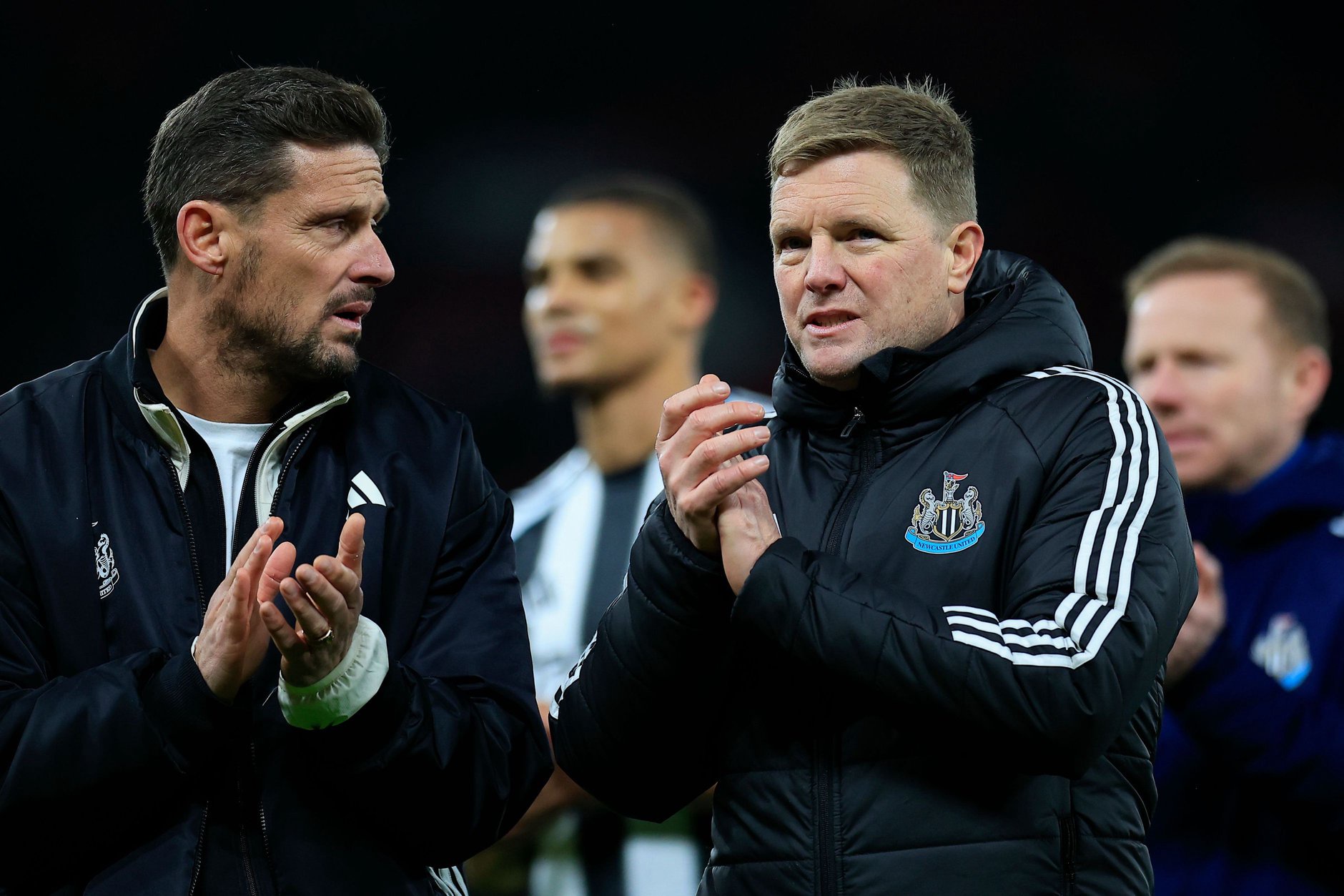 Eddie Howe looks on after Newcastle United's match against Manchester United