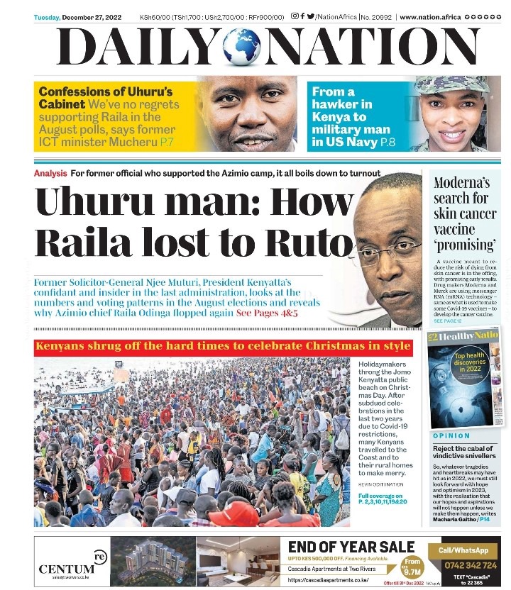 All Tuesday 27th Newspaper Headlines Review Standard Daily Nation Taifa Leo Business Daily Chezaspin