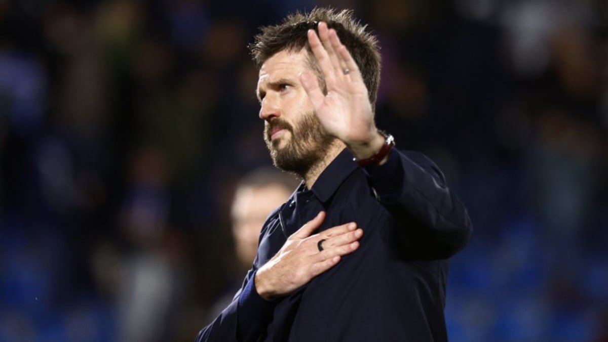 Manchester United manager Michael Carrick looks dejected after the match