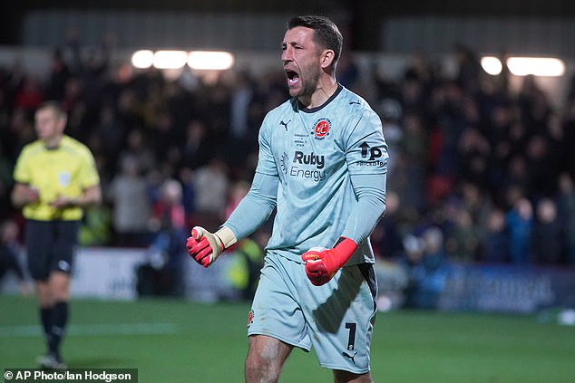 Goalkeeper Jay Lynch, who used to work in a warehouse, saved Bruno Guimaraes' penalty