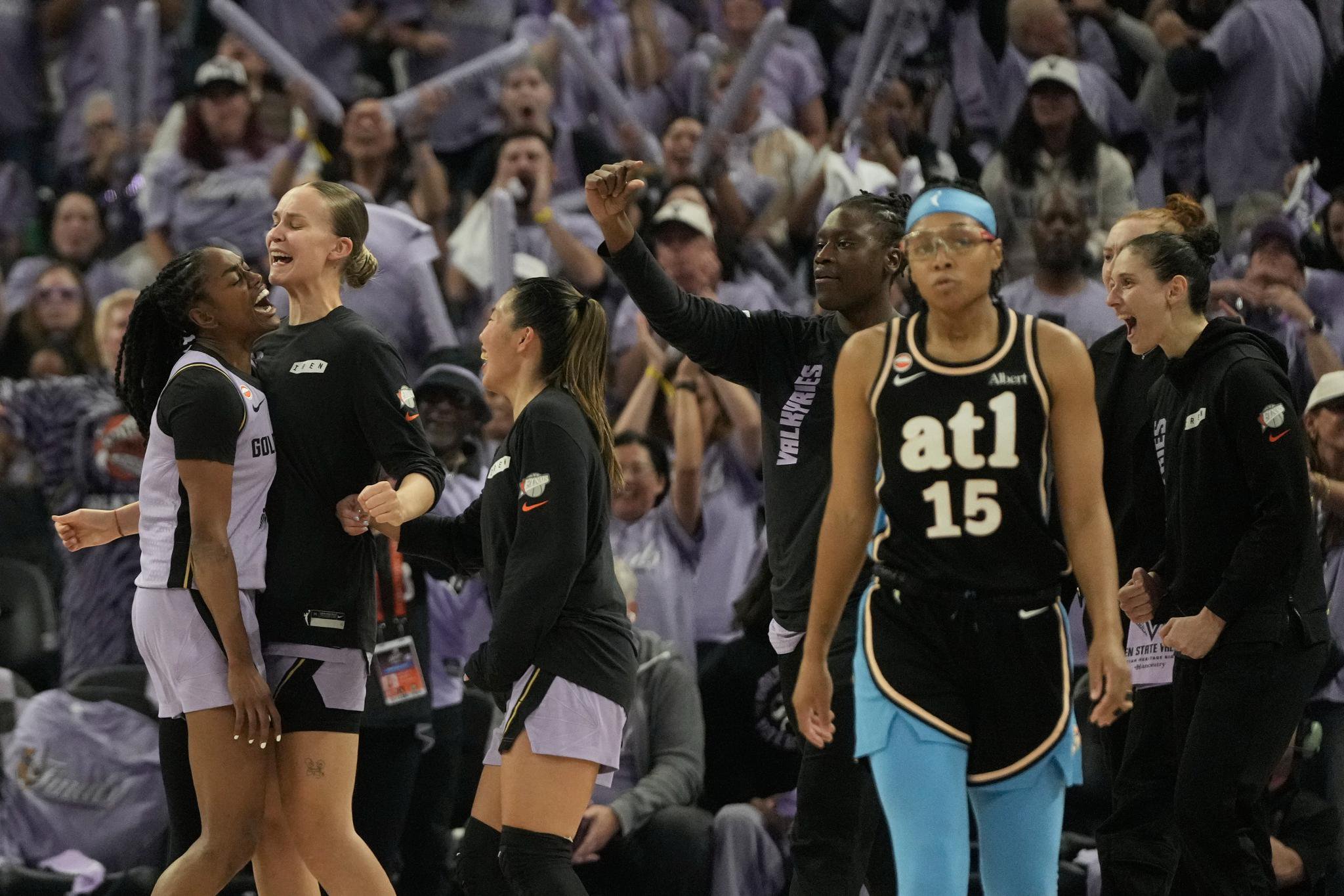 Allisha Gray and Tiffany Hayes on the basketball court.