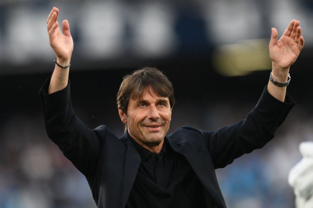 Mandatory Credit: Photo by Nicola Ianuale/Shutterstock (16896617u) Antonio Conte head coach of SSC Napoli greets the supporters at the end the Serie A match between SSC Napoli and Udinese Calcio at Diego Armando Maradona Stadium in Naples, Italy on May 24, 2026. SSC Napoli v Udinese Calcio, Italian Serie A 2025-26 , 24 May 2026, Stadio Diego Armando Maradona, Campania, Italy - 24 May 2026