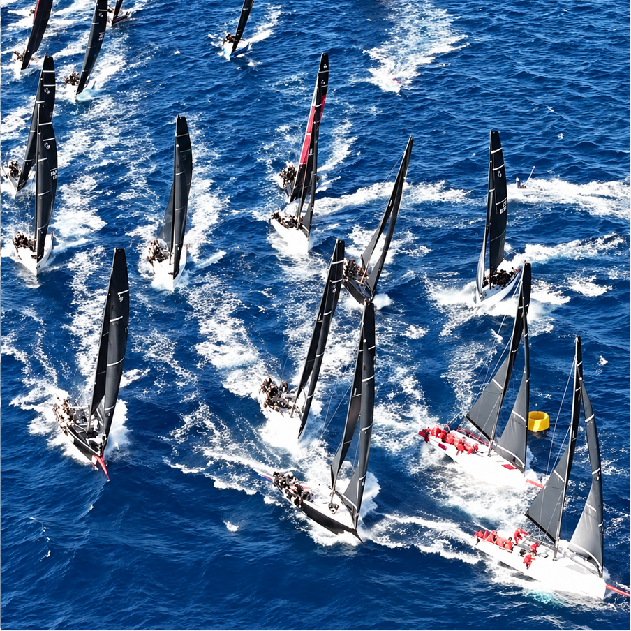 Cape-31-Yachten nähern sich beim Gold Cup 2026 vor Saint-Tropez dicht gedrängt der Luvtonne.