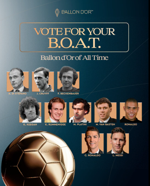 Christiano Ronaldo and Lionel Messi will face off at the Ballon d'Or of All Time in October 2026. PHOTO/https://www.facebook.com/ballondor