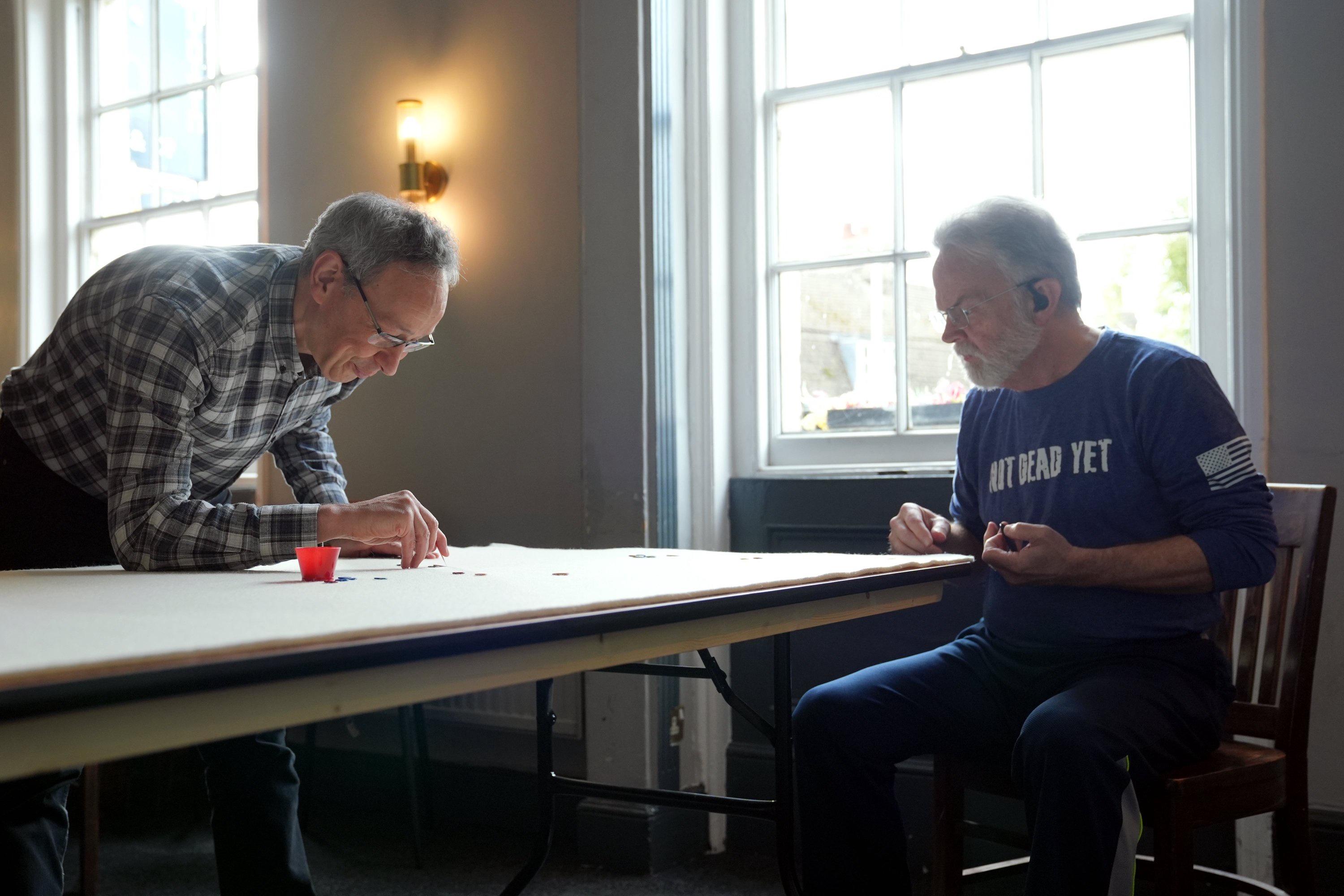Reigning champion Patrick Barrie faced challenger David Lockwood at the Castle Inn pub in Cambridge (Joe Giddens/ PA)